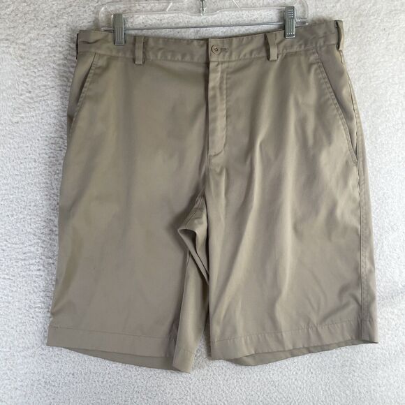 Nike Golf Shorts Mens Sz 34 Dri-Fit Khaki Beige Bone Tech Chino Stretch - Picture 1 of 16